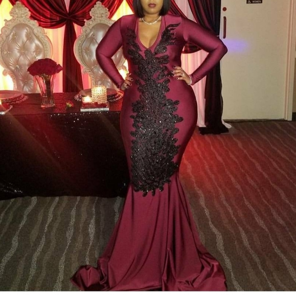 Burgundy Custom made evening gown